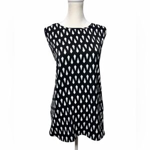 Mario Serrani Italy Geometric Print Sleeveless Blouse Black White L